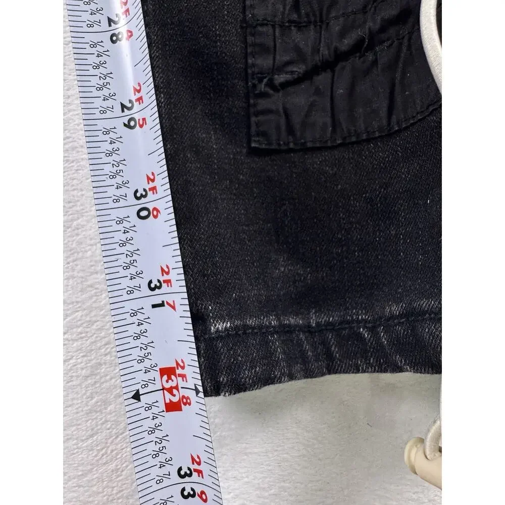Serenede Poppy Cargo Denim Jeans Sz 32 Bungee Lace-Up Pockets Faded Black EUC